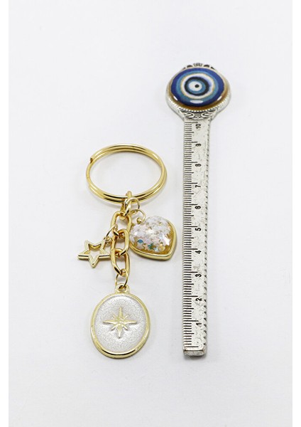 Gold Halkalı Sedefli Kutup Yıldızı Salkım Anahtarlık, Hediyelik Çanta Süsü indirimleri