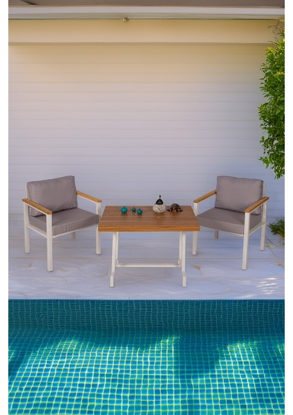 Balkon Mobilyası, Bahçe Takımı, Metal Teras Seti, Su Itişili Koltuklar, Yıkanabilir Minderler