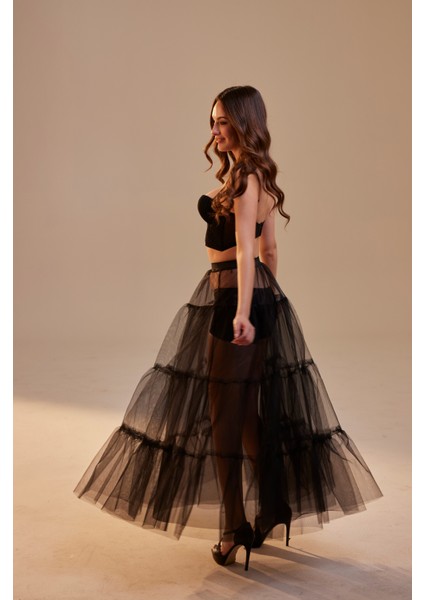 Siyah Tül Etek Balo Parti Düğün Mezuniyet Tül Etek modelleri