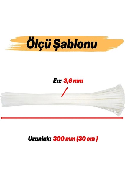 10 Adet Cırt Kelepçe 3,6X300 mm Plastik Beyaz Renk Kablo Zip Bağı Çok Amaçlı Bağlama. fırsatları