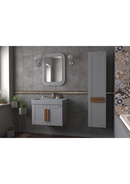 Pio Matt Anthracite Banyo Boy Dolabı Mat Antrasit Ahşap Kulplu Sol Açılır fiyatları