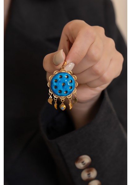 14 Ayar Altın Telkari İşlemeli Süryani Nazarlığı Dokuz Gözlü Kolye Ucu