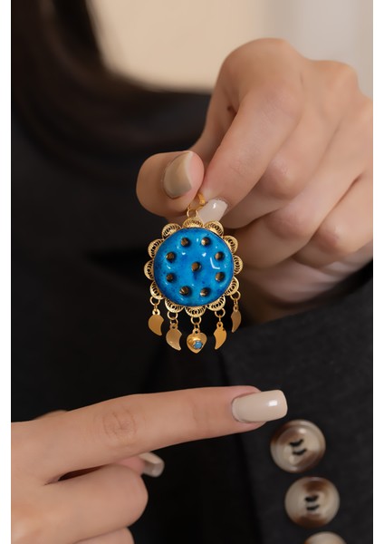 14 Ayar Altın Telkari İşlemeli Süryani Nazarlığı Dokuz Gözlü Kolye Ucu modelleri