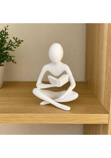 Kitap Okuyan Iskandinav Tarzı Biblo Heykel Figür Dekor Dekorasyon (9,5 Cm)