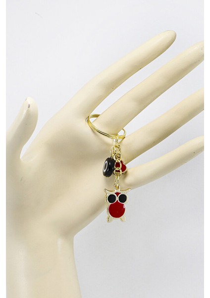 Gold Halkalı Sevimli Baykuş El Yapımı Siyah Cam Nazar Boncuklu Anahtarlık, Hediyelik Çanta Süsü fırsatları