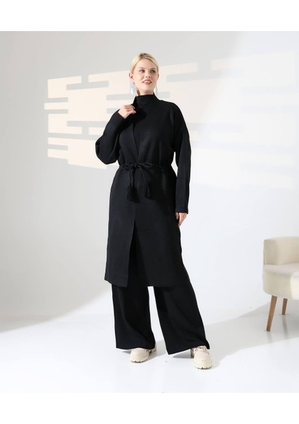 Üçlü Takım Hırka & Pantolon & Bluz Standart Beden Belden Bağcıklı