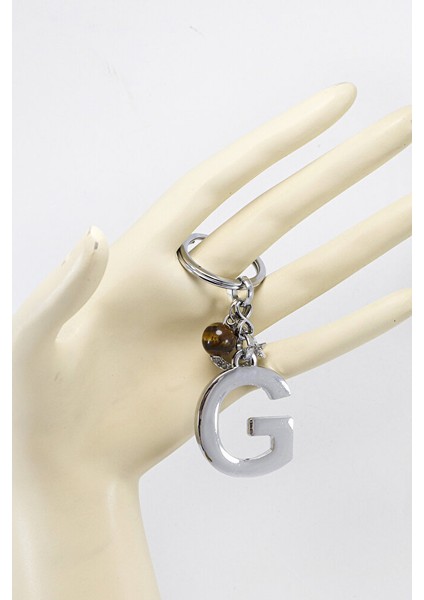 Parlak Taşlı Ay Yıldızlı Kaplan Gözü Doğal Taşlı Gümüş Renkli Metal G Harfi Anahtarlık fırsatları