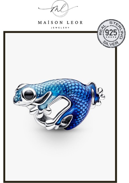 Metalik Mavi Geko Charm