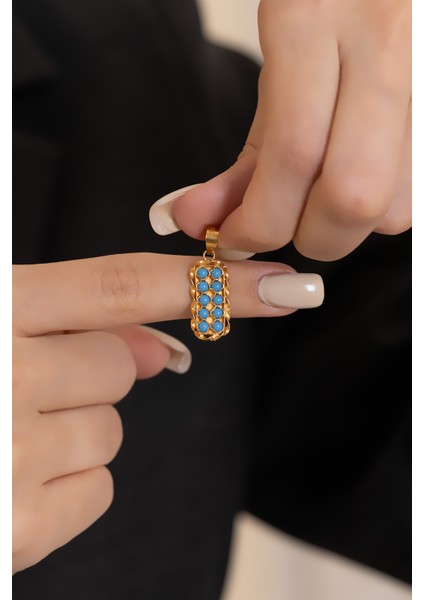 14 Ayar Altın Firuze Boncuklu Kolye Ucu