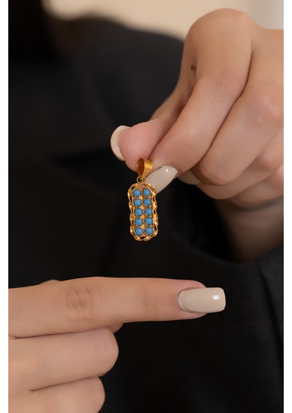 14 Ayar Altın Firuze Boncuklu Kolye Ucu modelleri