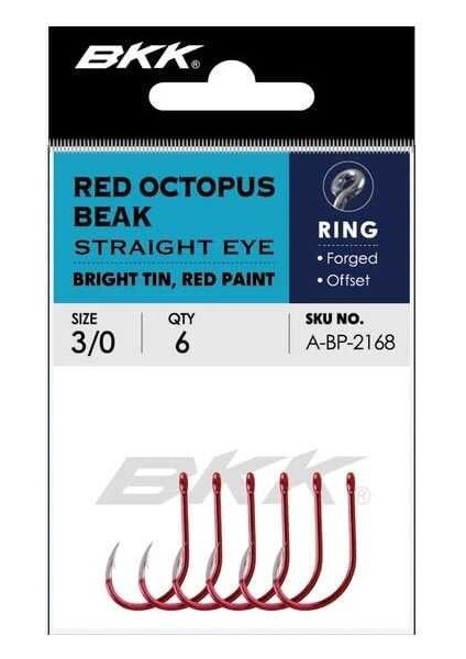 Red Octopus Beak Straight Eye Olta Iğnesi 3/0