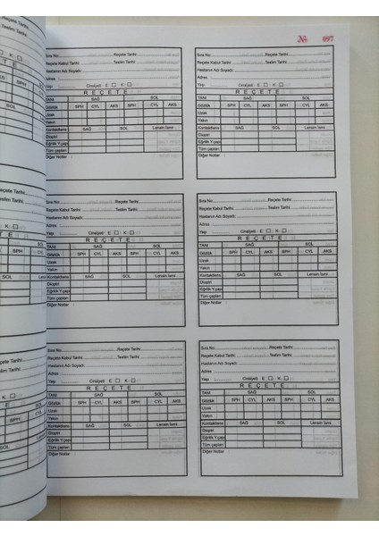 Gözlük Optik Reçete Kayıt Defteri fiyatları