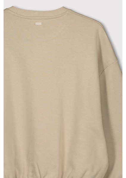 Dikişli Balon Kol Sweatshirt