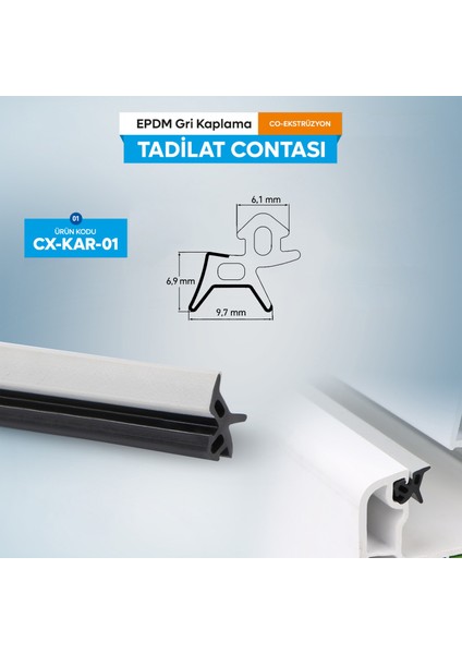 -Kar-01-Tadilat Contası-Kapı Pencere Fitili-Gri Kaplama Fitil- 5 Metre fiyatları