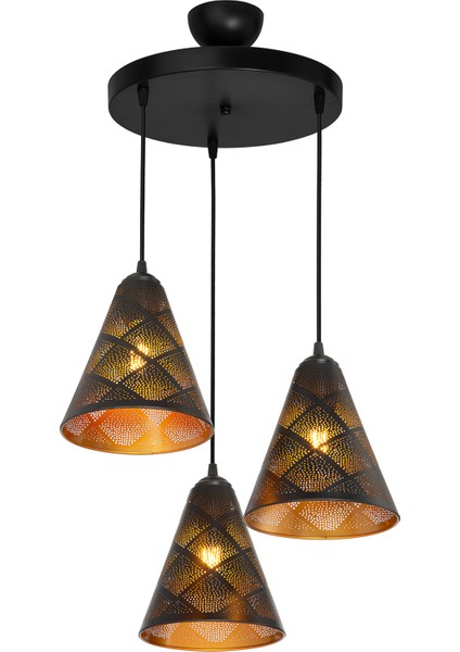 Forest Line Dots Desenli Lazer Kesim Üçlü Avize Modern Salon Oturma Odası fiyatları