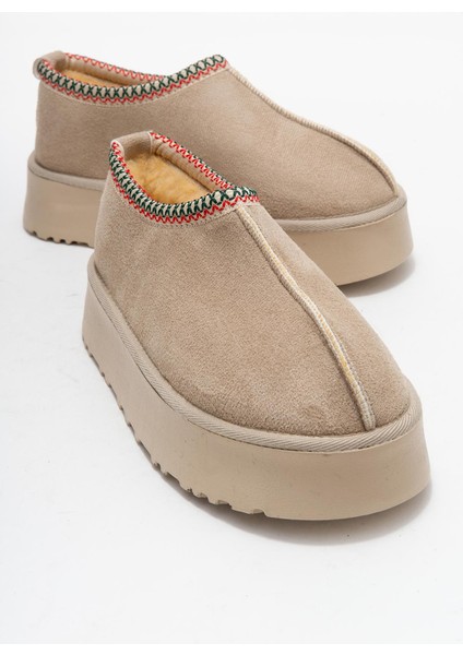 Yüksek Tabanlı Kısa Mini Bot Bej