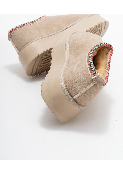 Yüksek Tabanlı Kısa Mini Bot Bej fırsatları