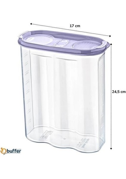 ® 2 Kapaklı Ölçekli Erzak Kuru Gıda Saklama Kutusu Kabı 2,4 LITRE-SA940 fırsatları