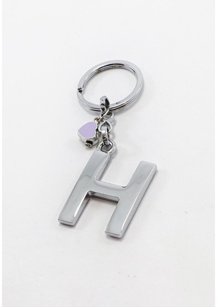 Çerçeveli Lila Minik Kalpli Gümüş Renkli Metal H Harfi Anahtarlık / Hediyelik Çanta Süsü indirimleri