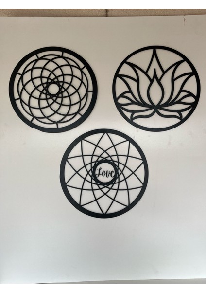 Yaşam Çiçeği, Sri Yantra, Torus ve Yaşam Ağacı 3'lü Set Duvar Tablosu 3mm Lazer Kesim fiyatları