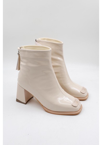 Ithal Seri Kadın Rugan Topuklu Toka Detaylı Bot GJ415 - Bej - 36 modelleri