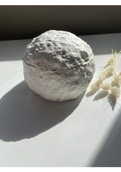 Ay- Krater Dokulu Kapaklı Dekoratif Obje - Sunum - Obje - Aksesuar Kabı fırsatları