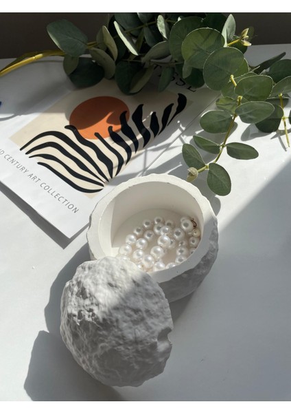 Ay- Krater Dokulu Kapaklı Dekoratif Obje - Sunum - Obje - Aksesuar Kabı indirimleri