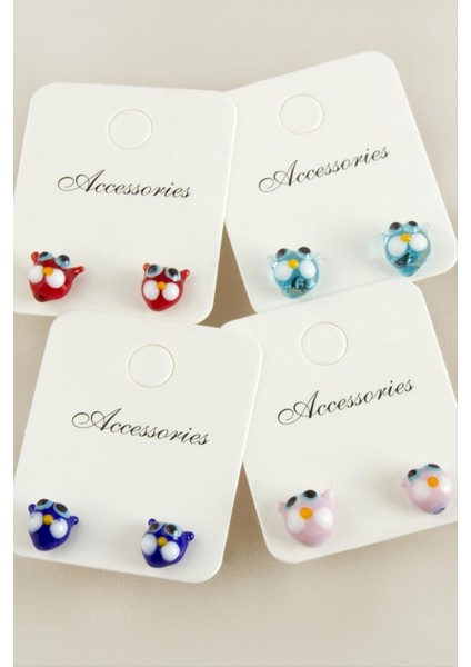 Sepetim Kedi Cam Küpe-Renkli modelleri