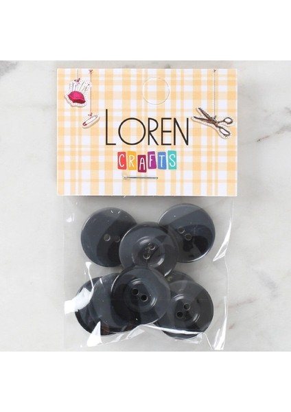 Loren Crafts 8'li Düğme Koyu Gri - 1122
