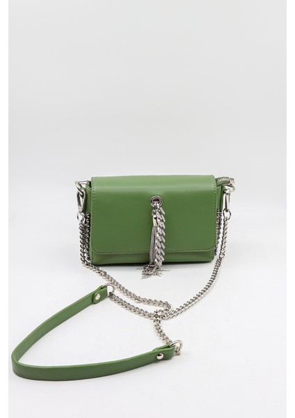 Marka Ithal Zımba ve Taş Detaylı Günlük Şık Kadın Çanta KB662 Açık Yeşil