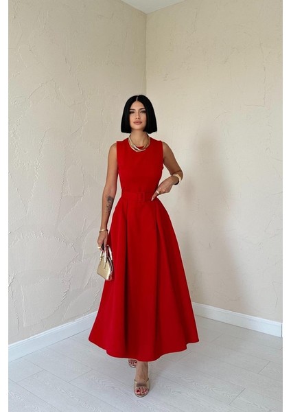 Bebe Mavi Halter Yaka Kloş Elbise