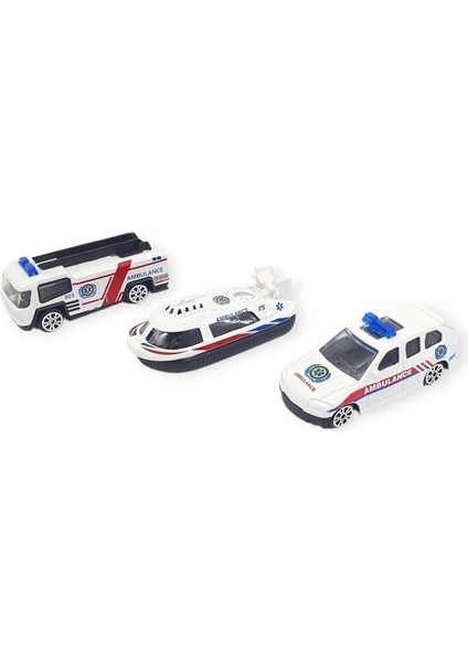 3'lü Iş Makinaları Road Seti - Die Cast - DS044 - Ambulans (Lisinya)