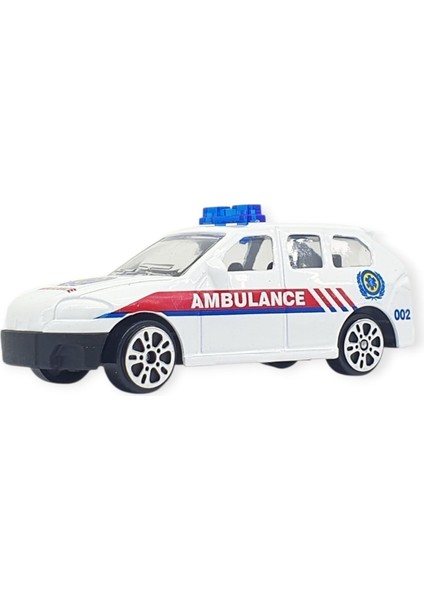 3'lü Iş Makinaları Road Seti - Die Cast - DS044 - Ambulans (Lisinya) modelleri