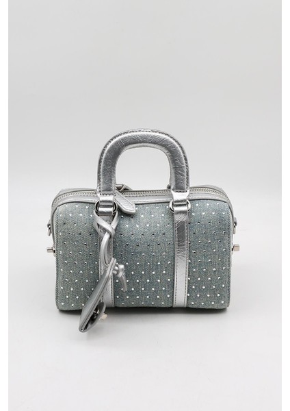 Kadın Silindir Kot ve Taşlı Çapraz Çanta Kb 057 - Kot Mavi