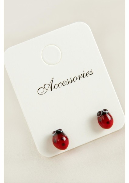 Sepetim Uğur Böceği Cam Küpe-Kırmızı fiyatları