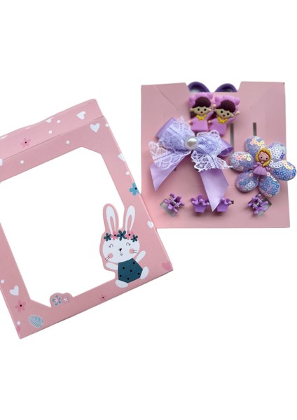 Lila Kutulu Kız Çocuk Bebek 8'li Toka Seti modelleri