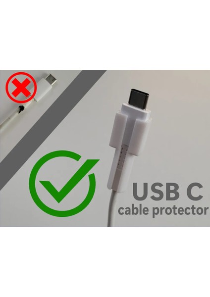 🔌 Kablo Kırılma Önleyici Koruyucu (4'lü Set) - Beyaz - Usb-C Type-C Şarj Kablosu Uç Koruma Aparatı - 3D Baskı fiyatları