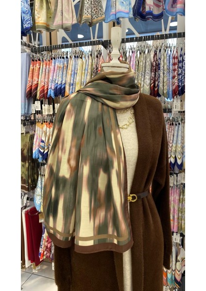 Renk Serapları Desenli Şal Yeşil Kahverengi fiyatları