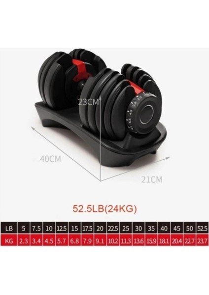Ayarlanabilir Dambıl ve Stand Seti 2 x 24 kg Ayarlanabilir Mekanizmalı Dambıl + Dambıl Standı