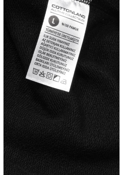 Unisex Baxter Üç Iplik Rahat Kesim O Yaka Baskısız Düz Pamuk Sweatshirt Siyah