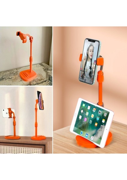 ® Masa Üstü Tablet ve Telefon Tutucu Plastik Aparat Turuncu Telefon Standı