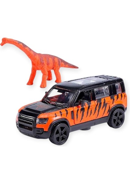 Çek Bırak Araç ve Dinazor Oyun Seti - 6843-2D- Turuncu (Lisinya)
