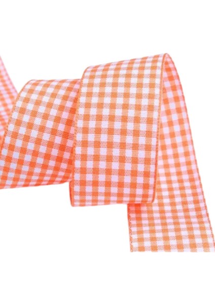 Tafta Ekoseli Kurdele 25 mm Turuncu 10 Metre