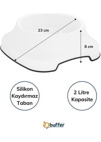 ® Silikon Kaydırmaz Taban Plastik Kedi ve Köpek Mama ve Su Kabı 2 L modelleri