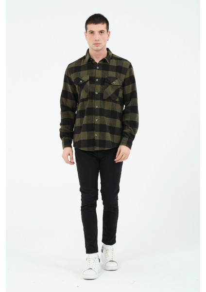 ÇİFT CEP KAPAKLİ DAMALI ODUNCU U.K. GÖMLEK