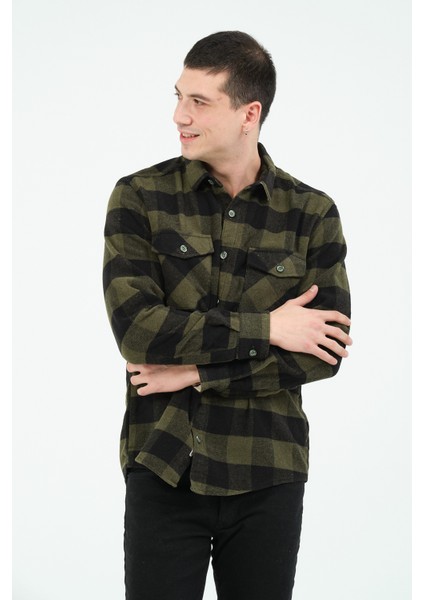 ÇİFT CEP KAPAKLİ DAMALI ODUNCU U.K. GÖMLEK