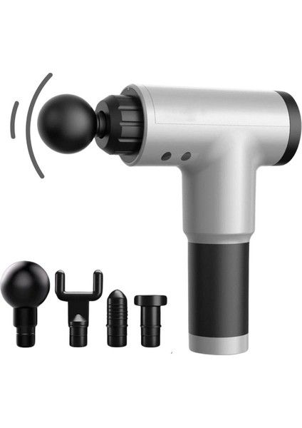 ® 6 Farklı Seviyeli Titreşimli 4 Farklı Başlıklı Büyük Boy Masaj Tabancası