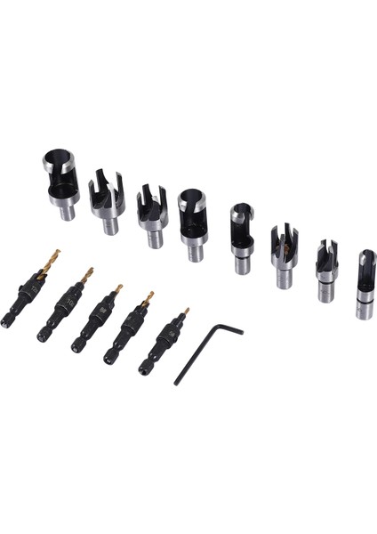 14 Pcs Ahşap Tapa Kesici Pahalı Fiş Kesici Matkap Bitler Beş Yüzlü Kontra Matkap 1/4 Inç Hex Sulma Alet Seti (Yurt Dışından) fırsatları