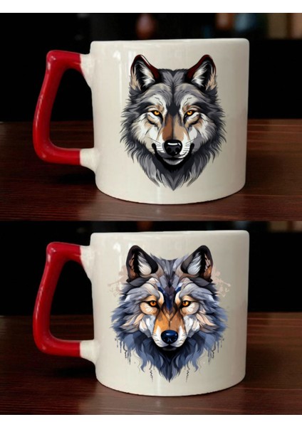 Siyah Kurt Baskılı Kupa - Arkadaş Hediyeleri, Çocuklara Hediye, Erkek Çocuk Hediye