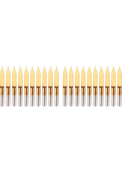 20PCS 30 Derece 0 1mm Uç Titanyum Kaplamalı Düz Alt Karbür Pcb Gravür Bitleri V-Fape Cnc Yönlendirici Kesici Kesme Aracı (Yurt Dışından)